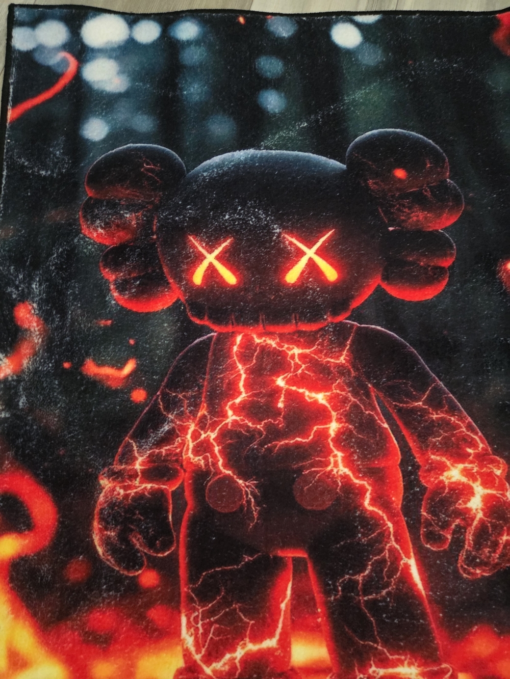 New Bape Black and Red Lightning KAWS-Style Decorative Rug/wall Art